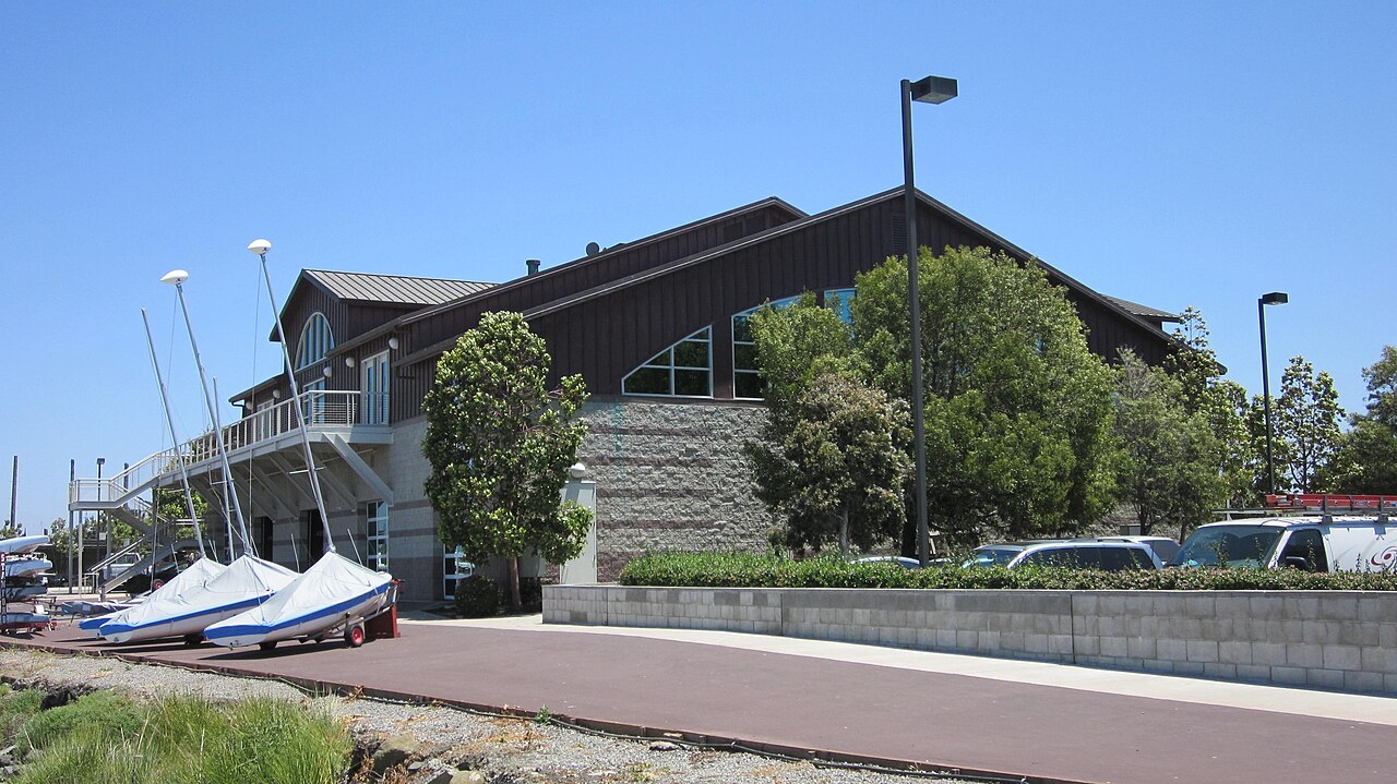 Arrillaga Family Rowing and Sailing Center — The Stanford Rowing and Sailing Center along Redwood Creek in Redwood City, California.