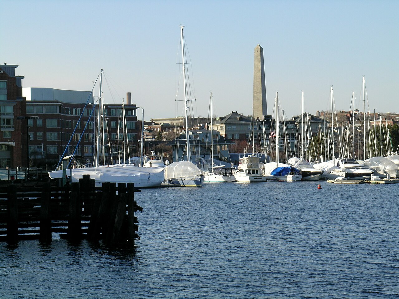 Charles River — Photo taken in the North End of en:Boston, Massachusetts showing en:sailboats moored on the Charlestown side of the en:Charles River and the
