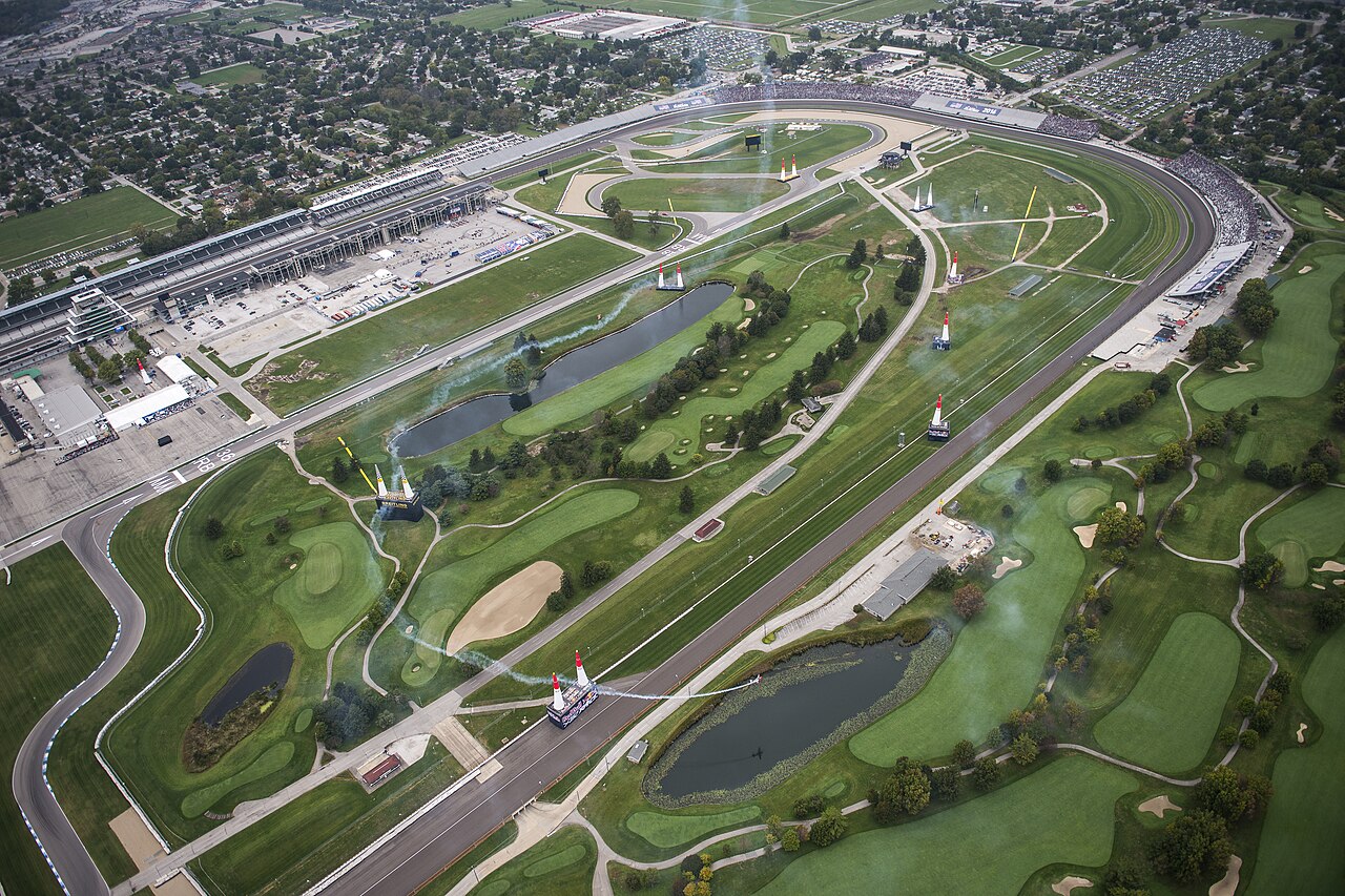 Indianapolis Motor Speedway — Peter Podlunsek of Slovenia performs during the finals at the seventh stage of the Red Bull Air Race World Championship at Indianapolis Moto