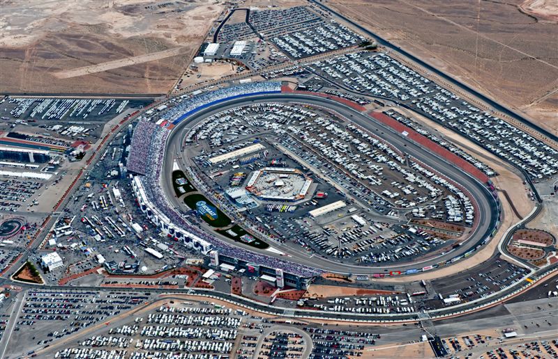 Las Vegas Motor Speedway — A Maverick helicopter soars high above the Las Vegas Motor Speedway during NASCAR Weekend 2011.

Photo Credits: Tom Donoghue